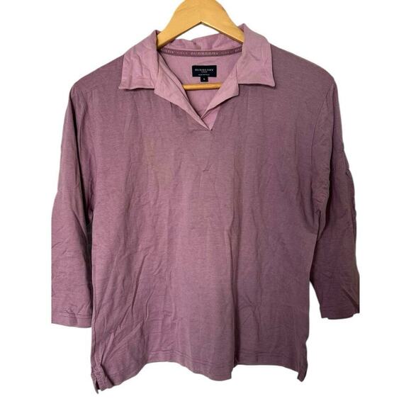 Burberry Golf Long Sleeve Collared Shirt Lavender Plum Size Large Cotton - Picture 1 of 9
